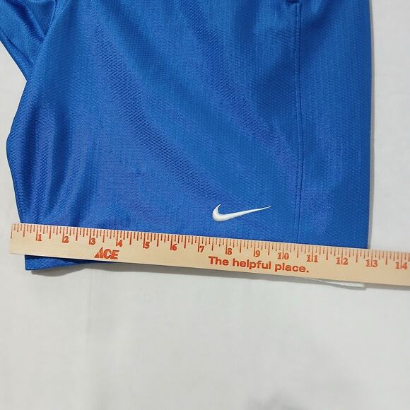 VTG Nike Basketball Shorts Mens Med Blue Shiny Dazzle 9" Pockets Drawstring Y2K - Picture 12 of 13